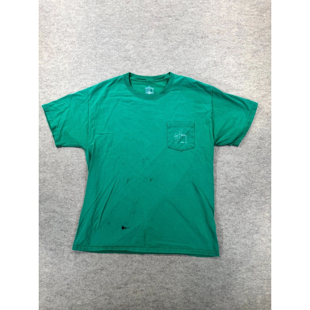 Guy Harvey Aftco Bluewater T Shirt Mens Large Green Fishing Graphic Short Sleeve